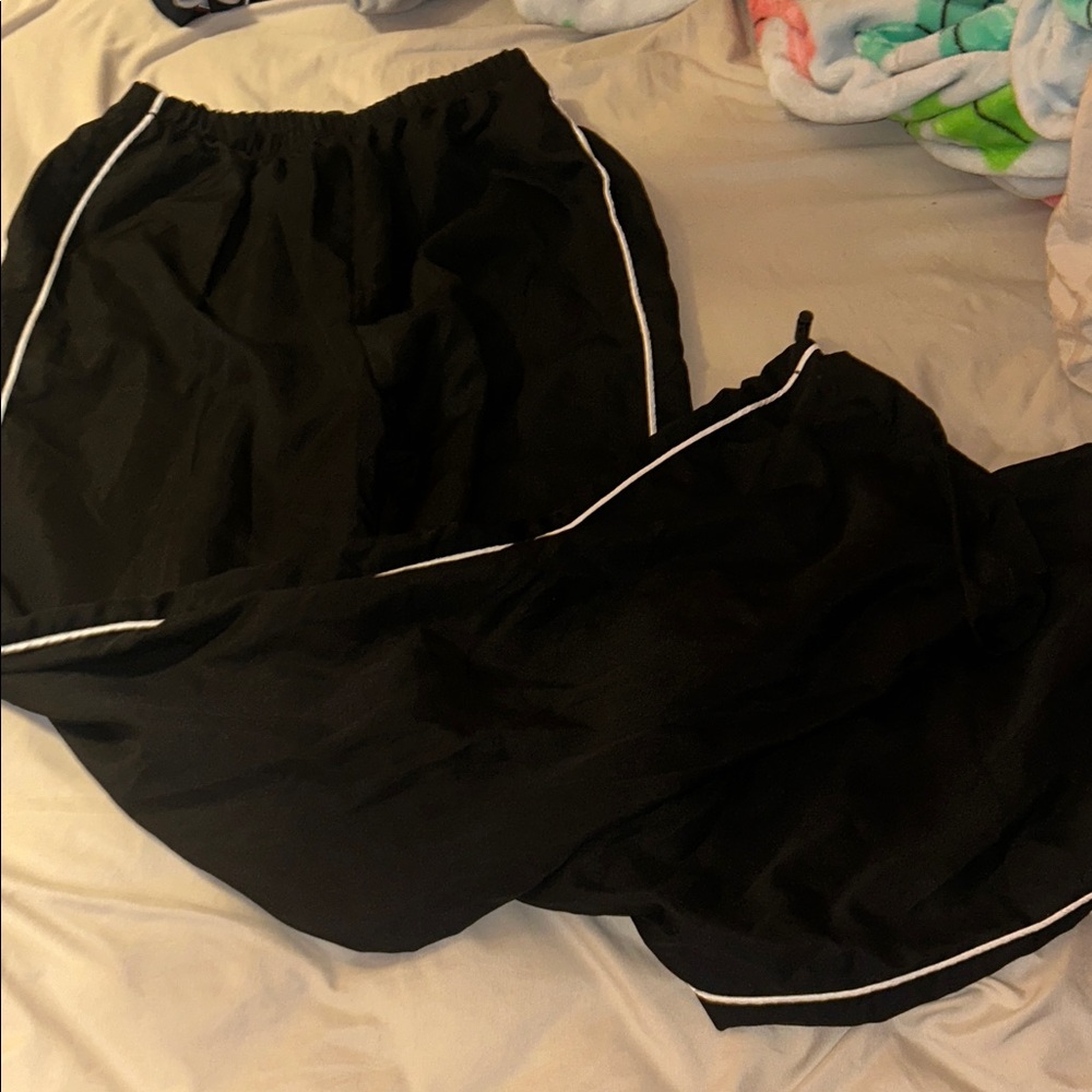 SHEIN Black Track Pants with White Trim